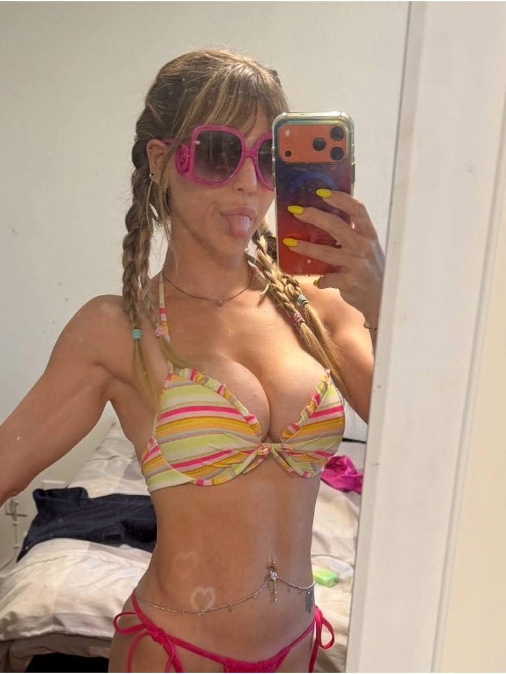 Victoria's Secret striped push-up bikini top